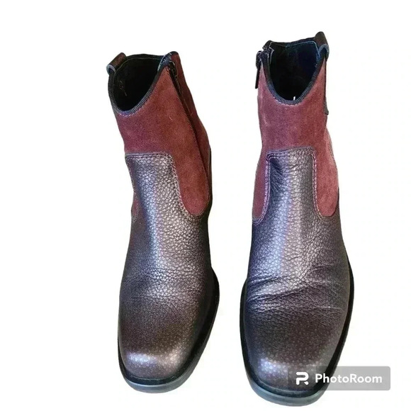 Kanna Boots Leather and Suede Red Ankle Boots Western Goth Size 37 3 Inch Heel - Picture 2 of 8